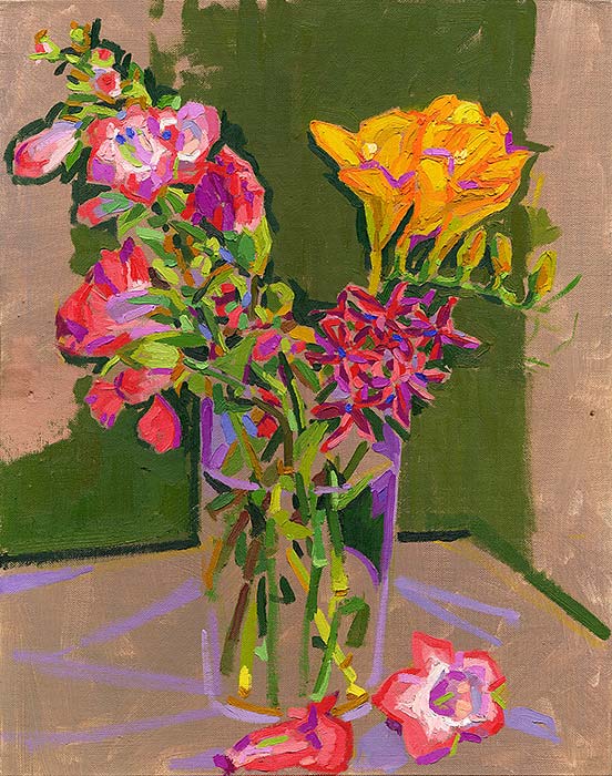 Freesias in a Glass